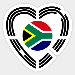 Korean South African Multinational Patriot Flag Series (Heart) Sticker